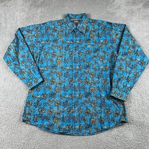 Cinch Shirt Mens Large Blue Paisley Button Up Cowboy Ranch Front Pocket